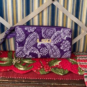 Vera Bradley zip around LSU wallet.